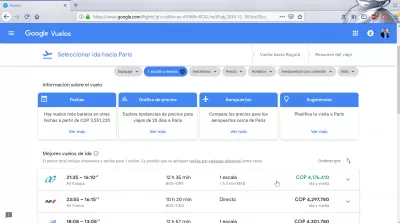 Porównanie lotów z Bogotą do Paryża : Loty Google 4176410COP