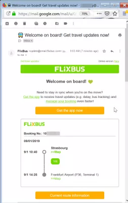 รีวิวจอง Flixbus : อีเมลจองตั๋ว