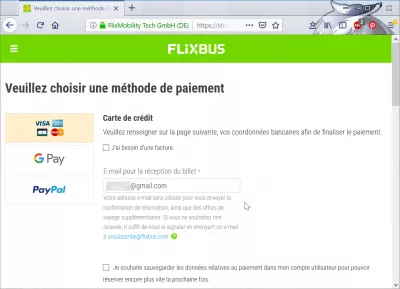 Επισκόπηση κρατήσεων Flixbus : Μέθοδοι πληρωμής