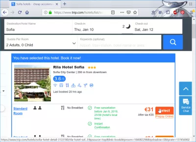 Trip.com beoordeling van hotelreserveringen : Hotel selectie met gratis annulering en onmiddellijke bevestiging