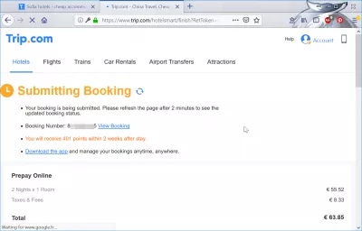 Trip.com होटल बुकिंग की समीक्षा : होटल की पुष्टि प्राप्त करने के लिए होटल में बुकिंग जमा करना