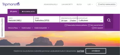 Tripmonster.fi航班预订评论 : 在TripsMonster FI版本上预订航班